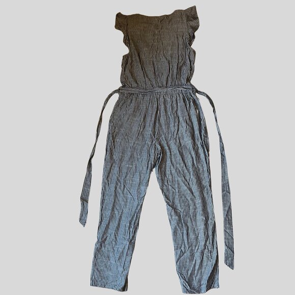 Sadie & Sage Gray and White Striped Jumpsuit – Size Small - Picture 6 of 10